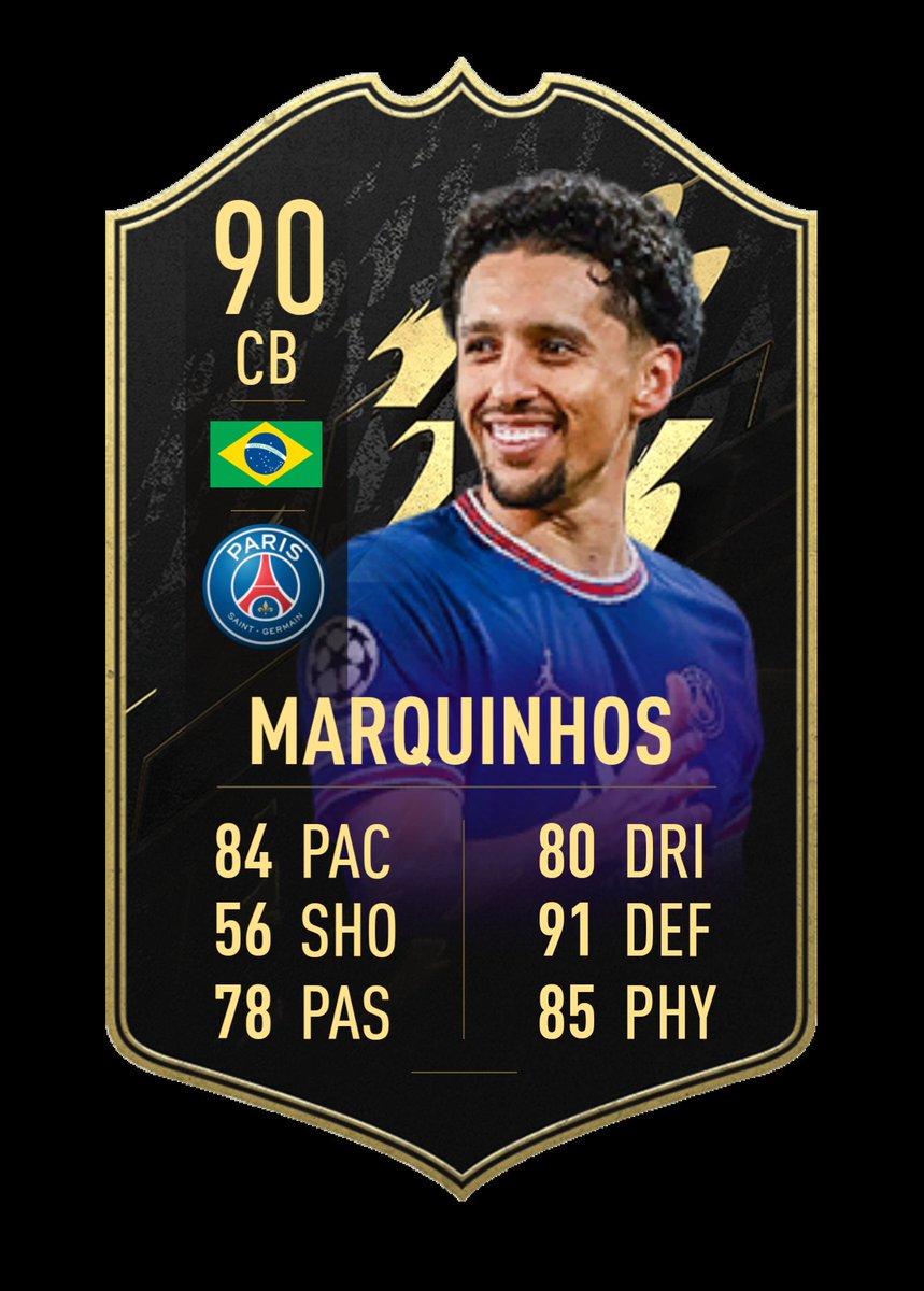 MitchTrading's tweet photo. Confirmed #TOTW Marquinhos coming! 🇧🇷

Stats are predicted but he should look like his RTTK version +/- one or two stats ✅ https://t.co/yyCrSJKx5A