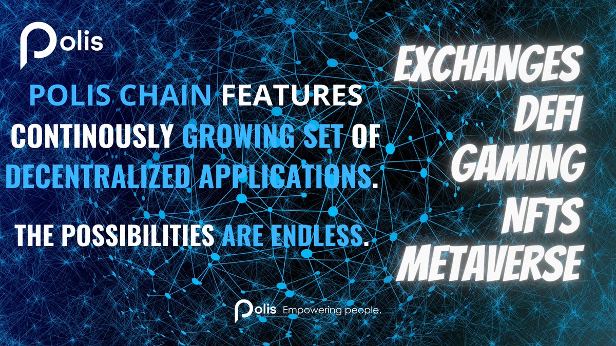 PolisChain's tweet photo. Build with us. #PolisChain is a secure, fast and cheap #SmartChain open to everybody. 

Web: https://t.co/5xj15C9j2w
App: https://t.co/s4xfKrcFCI
Ecosystem: https://t.co/2VjFLJAnhz

#DEX #DeFi #Gaming #NFTs #Metaverse #Crypto #cryptocurrecy #blockchain #Web3 #Web3Payments https://t.co/pGSYmYSn0u
