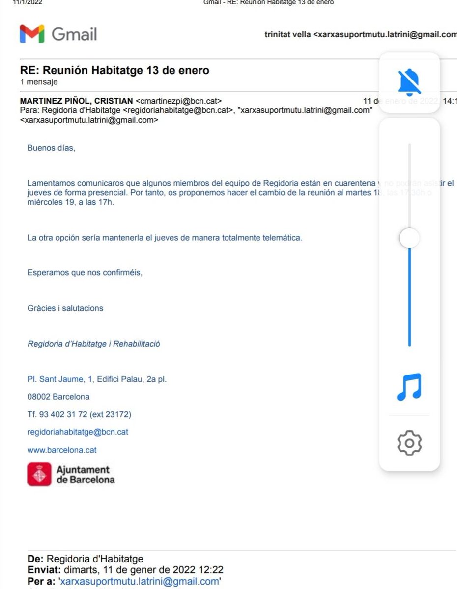@Lucia_martinG a menos de 48h de la reunión nos comunica el aplazamiento de la reunión por razones sanitarias. SEGUIMOS CONVOCANDO EN 📍LA PLAZA SANT JAUME A LAS 🕒16H, para juntarnos y reivindicar nuestros derechos. 
No es solo por vivienda #esxunavidadigna
Os explicamos porqué.