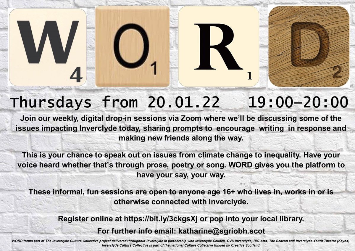 katamacspeaks's tweet photo. New Spoken WORD &amp; discussion group for Inverclyde folks age 16+ Join online at https://t.co/8OoQWm07YV 
Sessions run Thursday 19:00 - 20:00 beginning 20.01.22. #SpokenWordActivism 
@PortGlasgowHS @ndhs1 @clydeview_a @invacadDYW @columbalibrary @StStephensHS 
@CVSInverclyde https://t.co/H53XEFWlUt