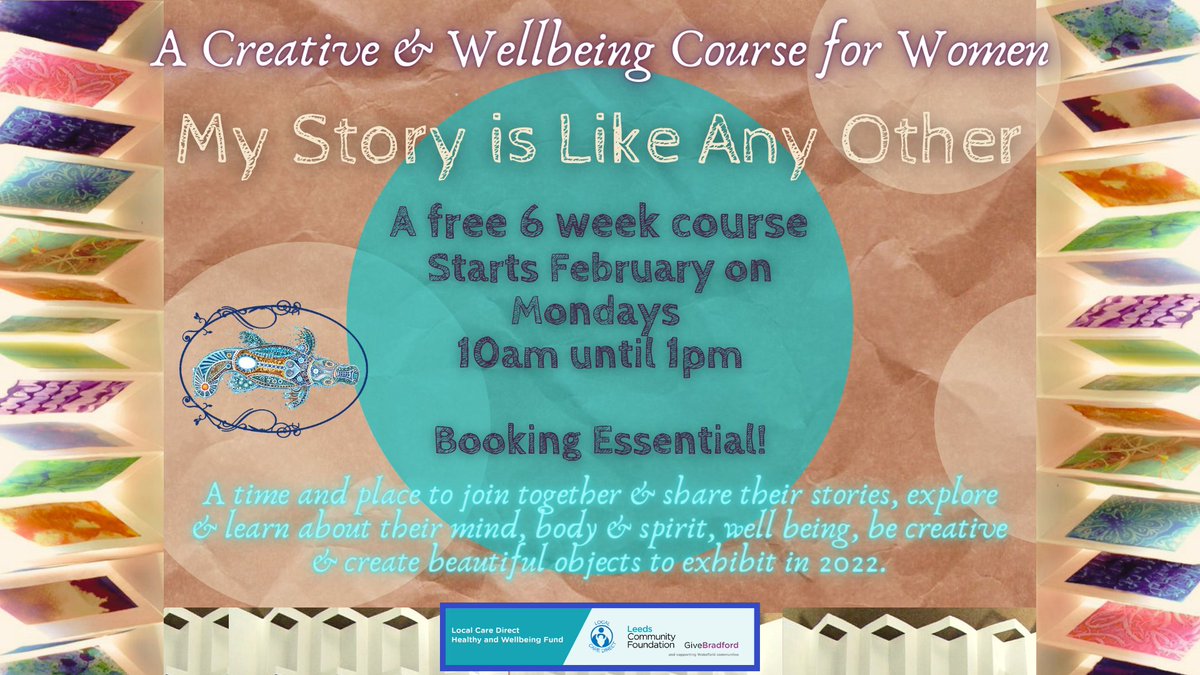 D_T_Creative's tweet photo. Free #Creative & #Wellbeing Course
Mondays for 6 sessions
email hello@dreamtimecreative.org
#womensupportingwomen
#wakefield
#wellbeingcourse
#creativitycourse
https://t.co/0ehuNY8hXw https://t.co/hlSlJu8izB