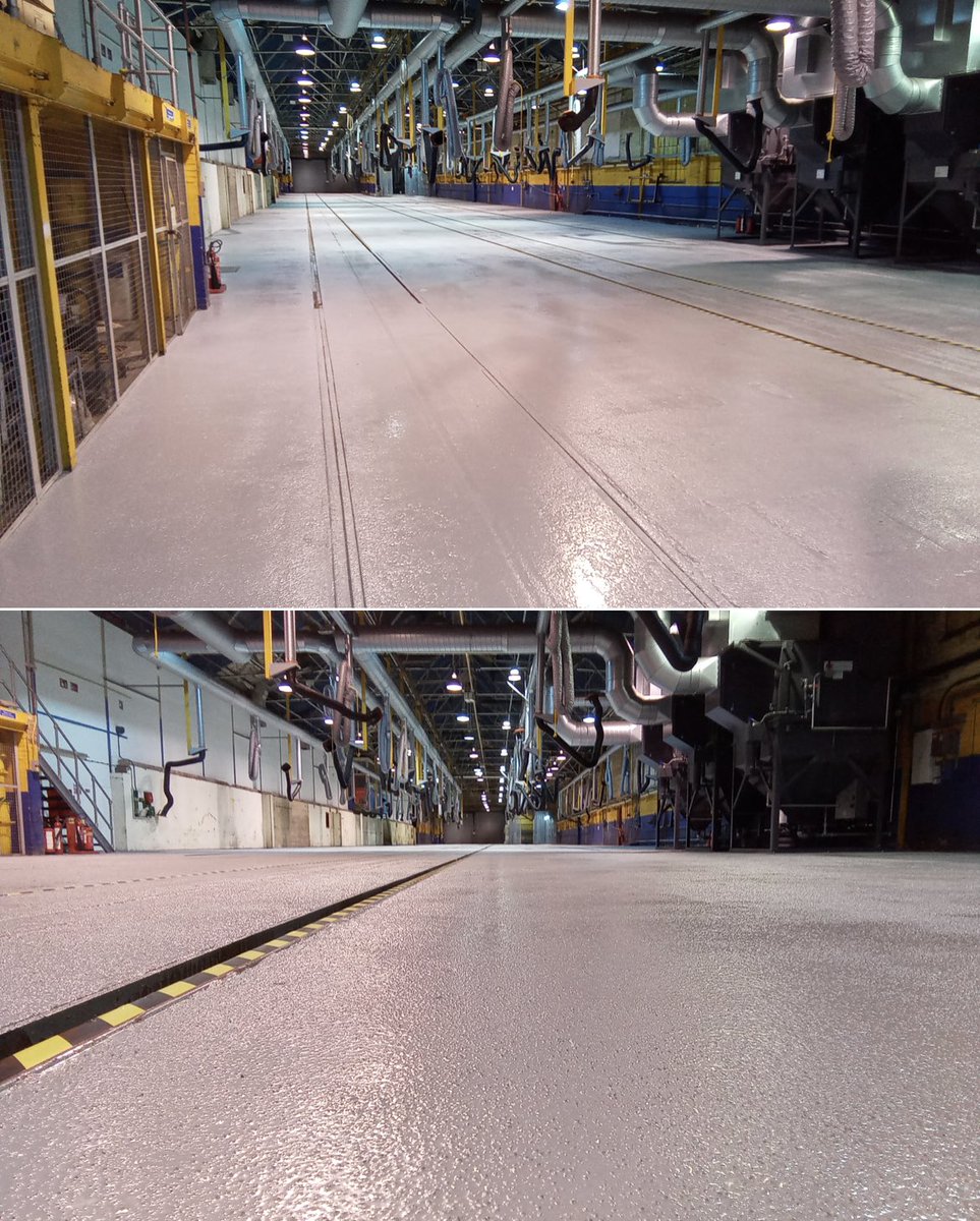 resbuild's tweet photo. Couple more images from the train depot refurbishment, including a close-up of the slip resistant profile. #Resbuild SF Coating was selected to provide a durable and safe surface. #epoxycoating #resinfloor #antislip #epoxyresin https://t.co/bMjNt6v9LL