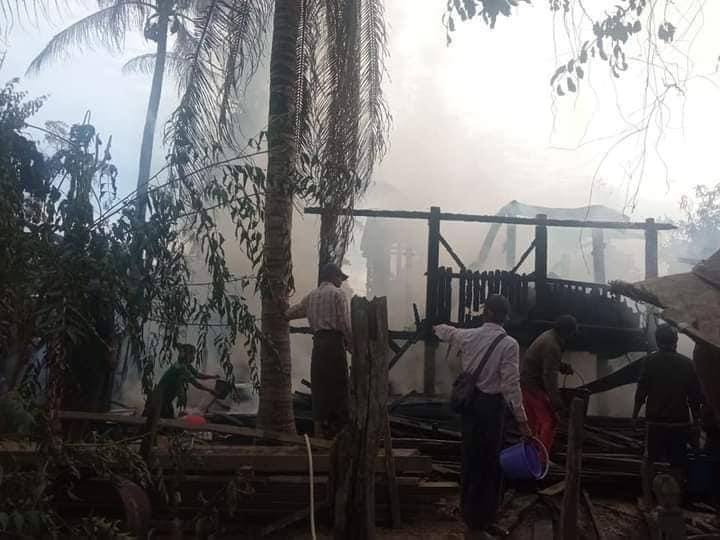 TheChindwin's tweet photo. Myanmar’s #junta  army has conducted airstrike and bombed #Moedargyi village, Sagaing region at 12:45 pm, badly injuring three children aged 5, 7 and 17, burning and destroying the two headquarter buildings of St Johan #Anglican Church and #Baptist Church according to local. https://t.co/IvFmVvz58z
