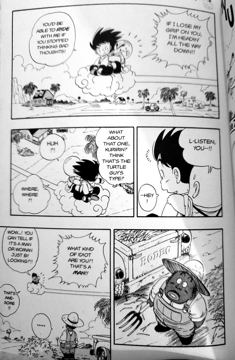 ElisaJGCC's tweet photo. "Let me tell you up front... I'm male." Krillin to Goku after learning how Goku can tell the difference between a male and female in Chapter 26 of Dragonball 

#DBQuotes #Dragonball https://t.co/aZelfci12G
