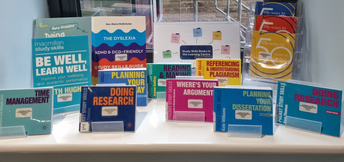 CalderdaleLRC's tweet photo. Check out our collection of Study Skills books! All available to borrow from the Learning Centre. #Referencing #ResearchSkills #MakingNotes #AcademicWriting #ManageStress #TimeManagement https://t.co/KdITQ6OrCu