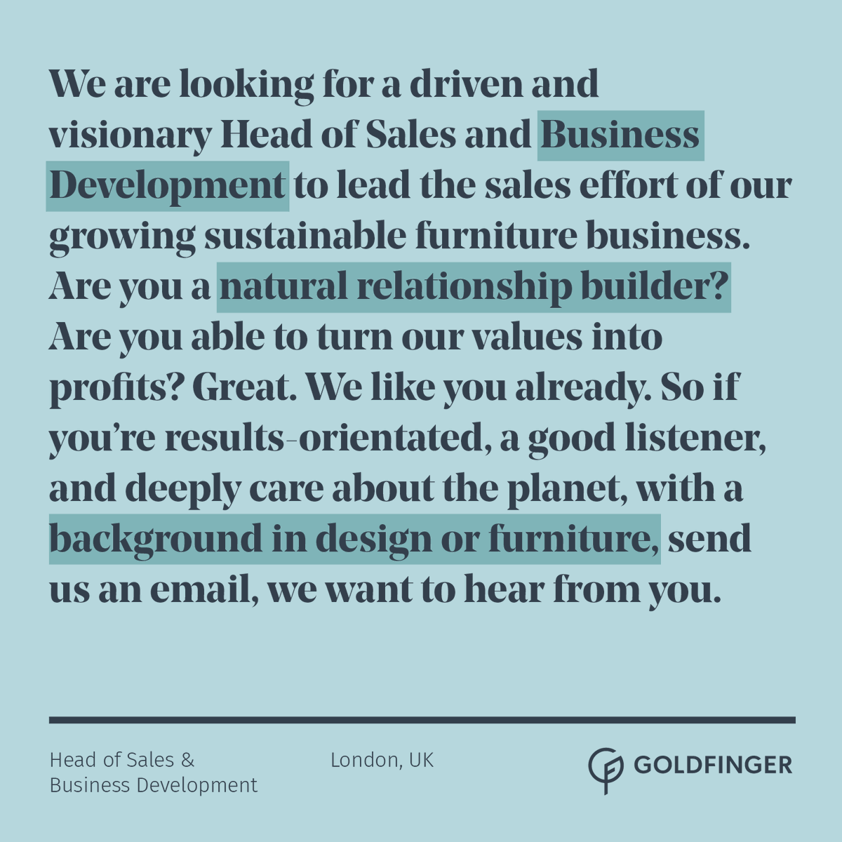 Join us at Goldfinger! We have multiple exciting opportunities on offer to join our growing team.

For further information about the roles and the brilliant people that we are looking for, visit: goldfinger.design/pages/join-our…