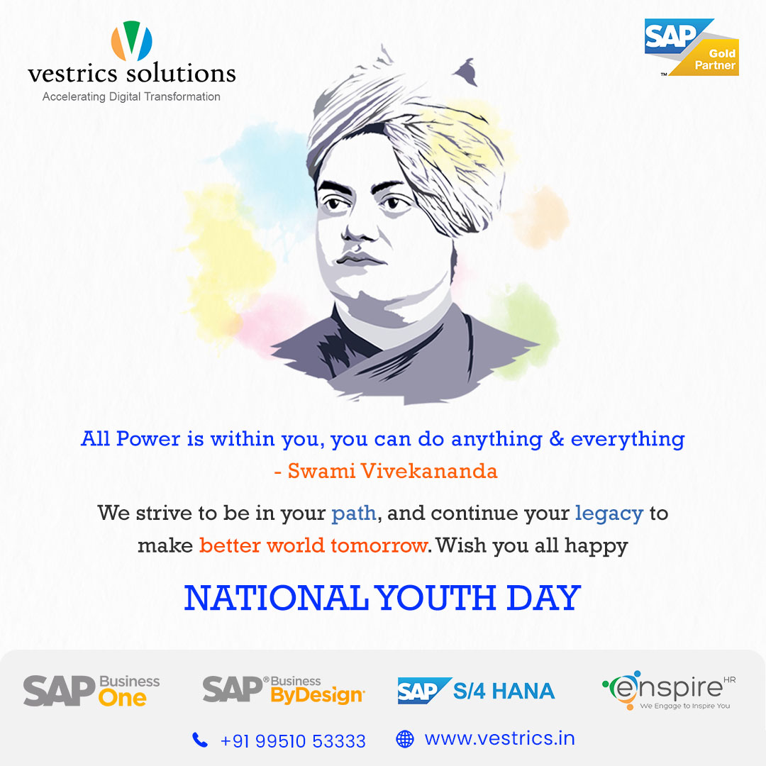 vestricspvtltd's tweet photo. On this National Youth Day, @vestricspvtltd remembers the great thinker and visionary Swami Vivekananda, whose teachings on life shall always remain an inspiration for generations to come.
#NationalYouthDay2022 #SwamiVivekananda #SAPGoldPartner #SAPBusinessOne #SAPByDesign https://t.co/9i9aSG8sjb