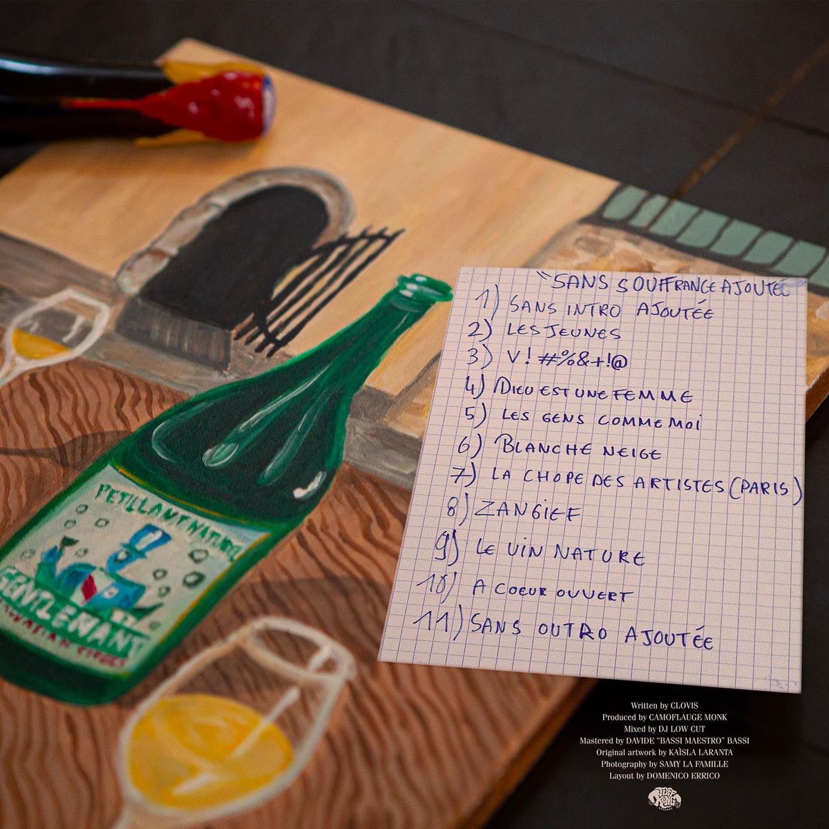 Clovis x <a href="/CamoflaugeMonk/">Bamo</a> “SANS SOUFFRANCE AJOUTÉE” 🍇 Album is out on all DSP’s here orcd.co/clovis and at TUFFKONGRECORDS.BANDCAMP.COM 🍷 Written by Clovis 
Produced by Camoflauge Monk