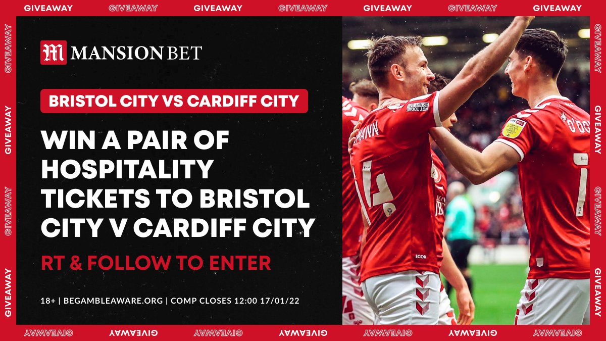MCCCSHCas (@mcccshcas) on Twitter photo ๐จ ATTENTION @BRISTOLCITY FANS! ๐จ
We're giving away a pair of hospitality tickets to the massive home game against Cardiff next weekend!๐ฅ
To enter:
๐Retweet this tweet
โ
Follow <a href="/MansionBet/">Mansion Bet</a>
Good luck!
T&Cs: bit.ly/MBComps ๐จ ATTENTION @BRISTOLCITY FANS! ๐จ
We're giving away a pair of hospitality tickets to the massive home game against Cardiff next weekend!๐ฅ
To enter:
๐Retweet this tweet
โ
Follow <a href="/MansionBet/">Mansion Bet</a>
Good luck!
T&Cs: bit.ly/MBComps