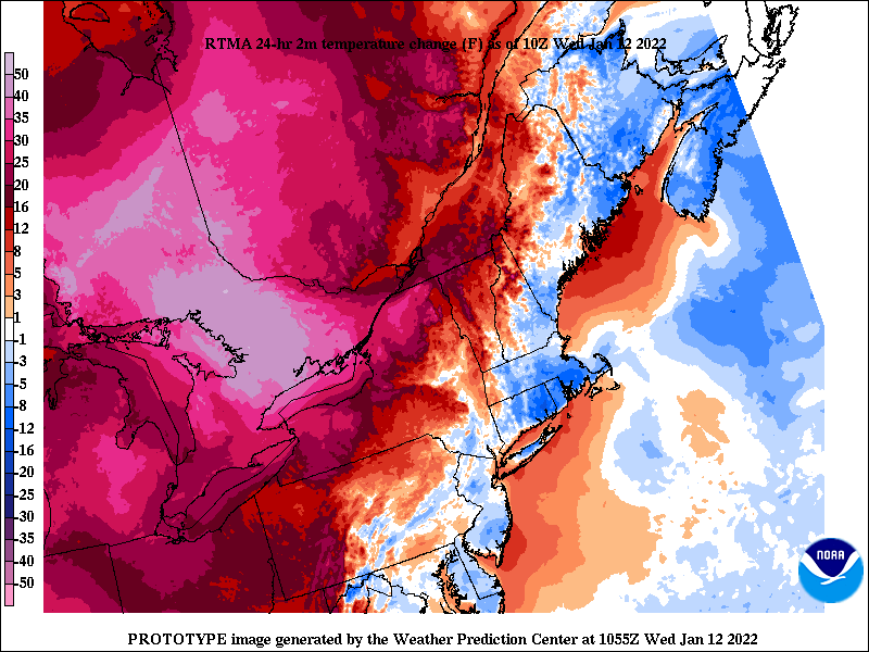 NWSBUFFALO's tweet photo. What a difference a day makes. As of 5AM this morning, temperatures are around 30 degrees warmer than 5AM Tuesday. Parts of southern Ontario are more than 40 degrees warmer than 24 hours ago! #nywx https://t.co/GYh2UvXJgI