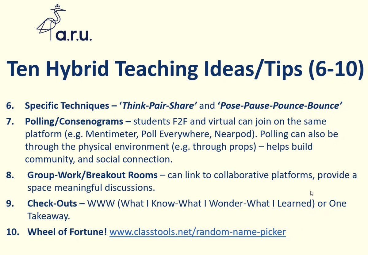 Stuck for ideas to improve interactivity in your #hybridteaching? Here are some really helpful #tips from <a href="/jamiewheywood/">Jamie Heywood</a> <a href="/AngliaRuskin/">ARU</a> #HybridNottm22 #activelearning #highered #echo360 #edtech