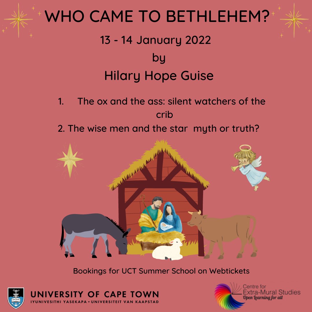 Between 13-14 January, art historian Hilary Hope Guise will set out to investigate the mystery of nativity stories and explore ancient Christian art, symbols and iconography at #UCTSummerSchool2022

Book your spot now <a href="/webticketsSA/">webtickets.co.za</a> or visit summerschool.uct.ac.za