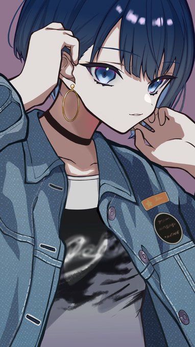 「blue hair denim jacket」 illustration images(Latest)