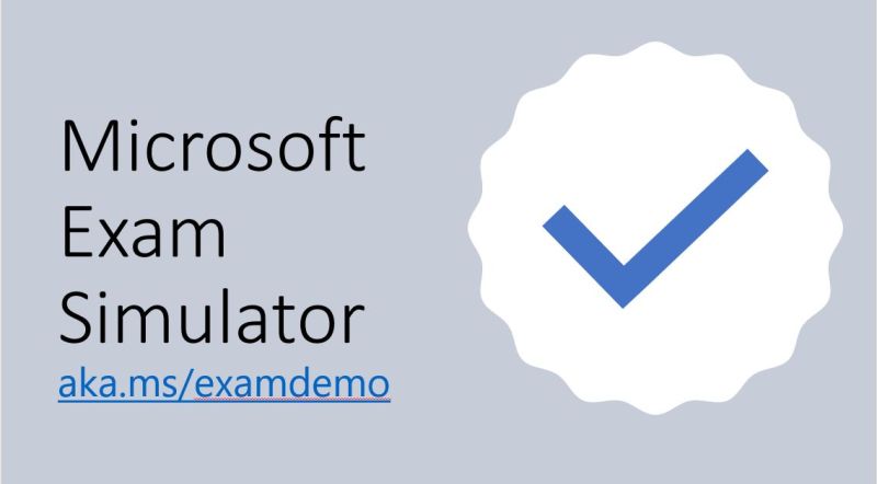 This sandbox or demo exam is designed to help you become familiar with the exam interface and different types of questions used in Microsoft Certifications. aka.ms/examdemo