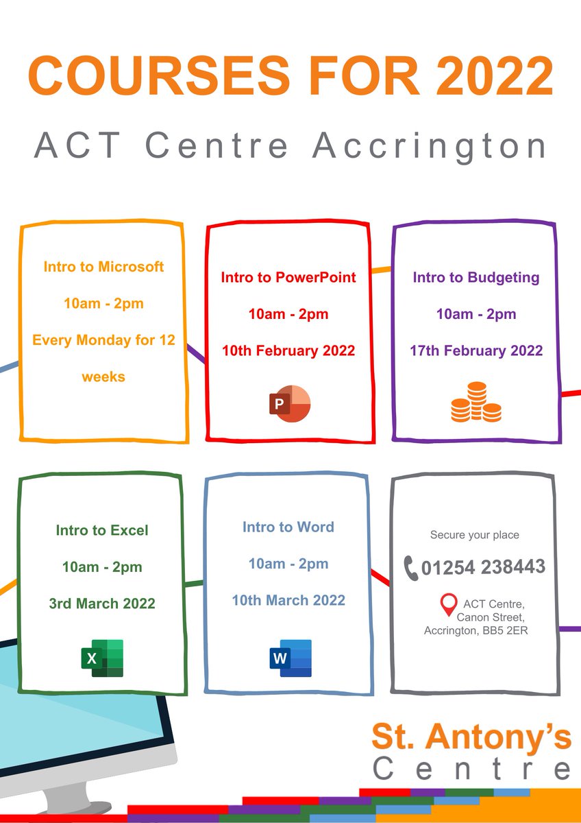 #northwesthour <a href="/NorthWestHour/">#NorthWestHour</a> 

We have new workshops beginning in #Accrington

Workshops are FREE however places must be booked

stantonyscentre.org.uk/courses-for-20…