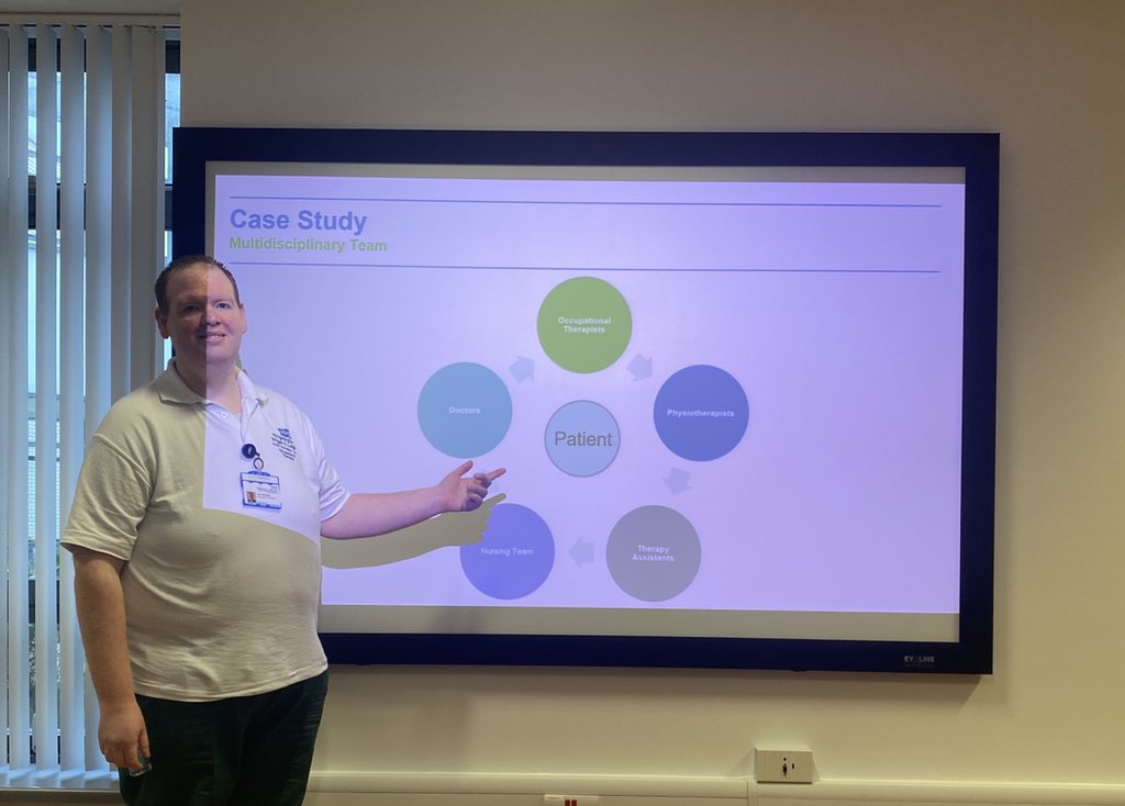 johnpwil's tweet photo. Feeling proud to have delivered a #casestudy @wrightington16 #centreofexcellence to my fellow colleagues @WWLNHS in #wrightingtonorthopaedics also demonstrating #occupationaltherapytheory to #physios #PEO #model #CMOPE great to be presenting again ๐ https://t.co/L4jDs8hTT2