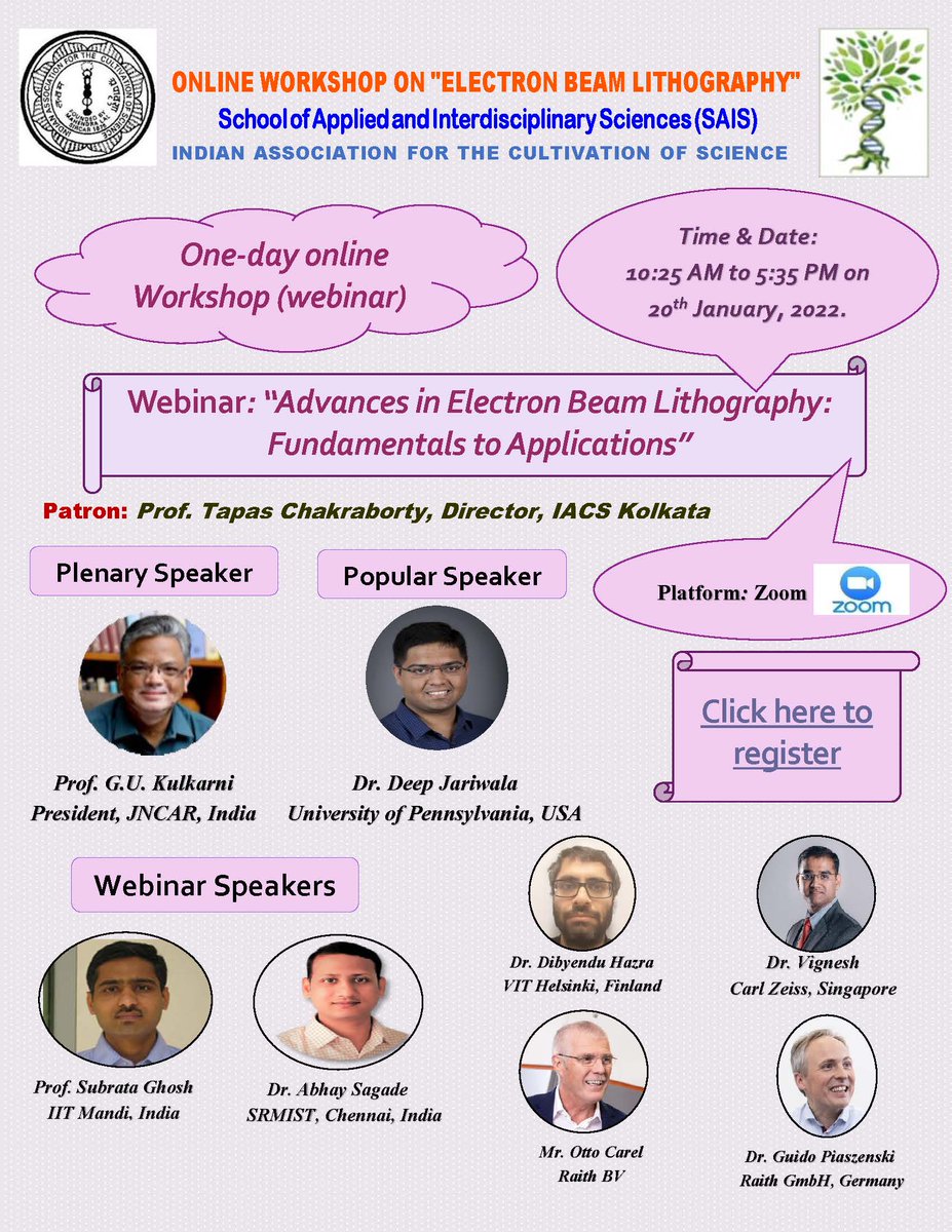 mallik2arjun's tweet photo. A one-day online workshop on the topic “Advances in Electron Beam Lithography: Fundamentals to Applications”  is scheduled for January 20th, 2022. 
https://t.co/pE06jWWRTL https://t.co/lwMPpg8uK5