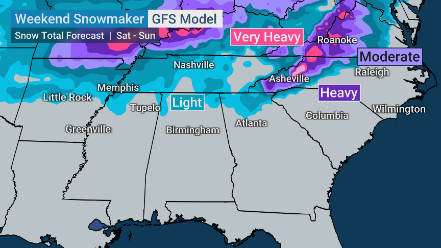 ColleenWeather's tweet image. I'm sure you've heard the rumblings of #southernsnow this weekend...and yes, strong signals for *some* type of winter wx are there!
But remember, our system is still in the Pacific! As it moves onshore late today, we'll get a better grasp on its future trajectory &amp;amp; strength.