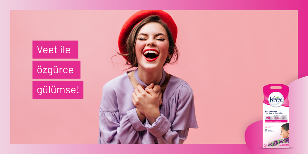 Pürüzsüz cildinle gülümsemenin keyfini 28 güne kadar özgürce çıkarmak için Veet yüze özel ağda bantları ile tanış! 😊