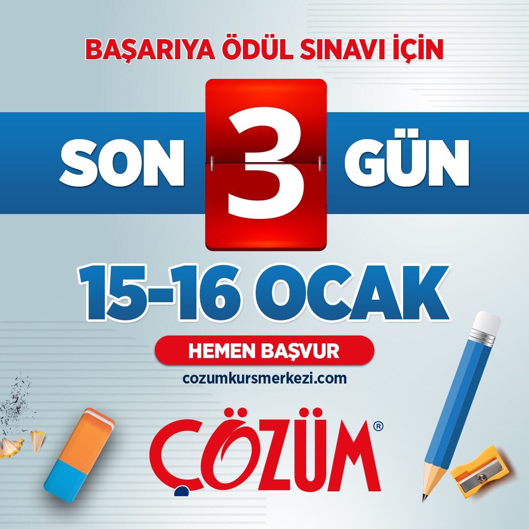 15-16 Ocak 2022 tarihlerinde gerçekleşecek olan Türkiye geneli Başarıya Ödül Sınavı'na başvurular için son 3 gün!

Başvuru ve detaylı bilgi için: cozumegitimkurumlari.com