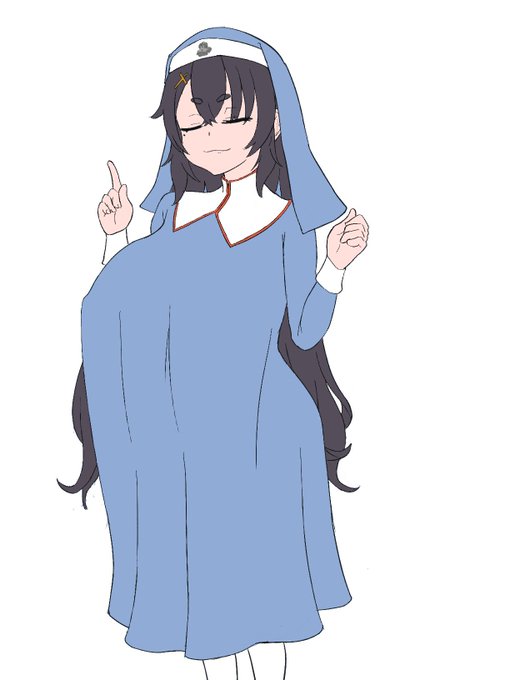 うーん、赤余計かなあ、やっぱりシスター服は2色のシンプルさが、必要かな、、、 