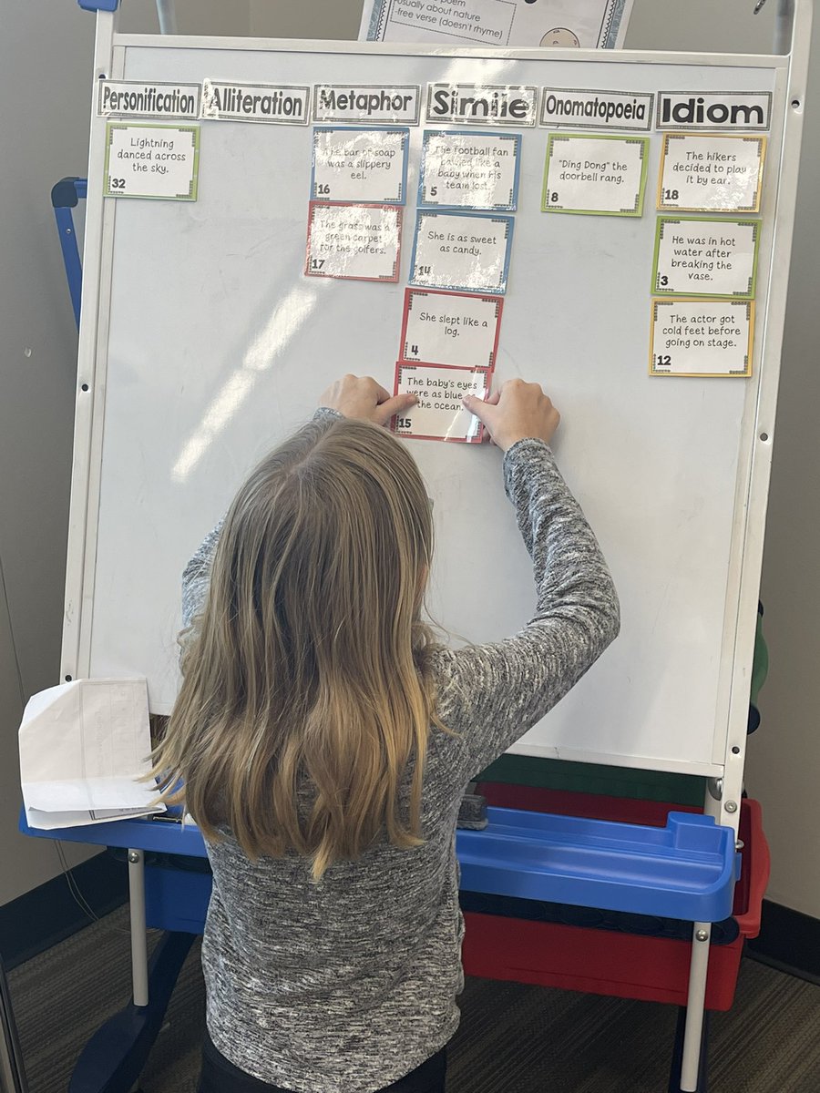 Figurative Language Sort happening this morning in Mrs. Vara’s class! <a href="/MahaffeyKISD/">Mahaffey Elementary</a>