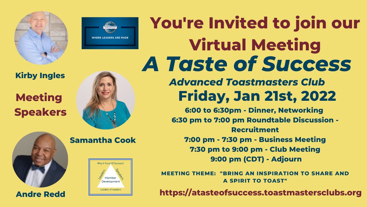 a_toastmasters's tweet photo. Please join us on Zoom for our next meeting.  for additional info visit https://t.co/MjdtJv7ocr https://t.co/pvrWf3IZAQ