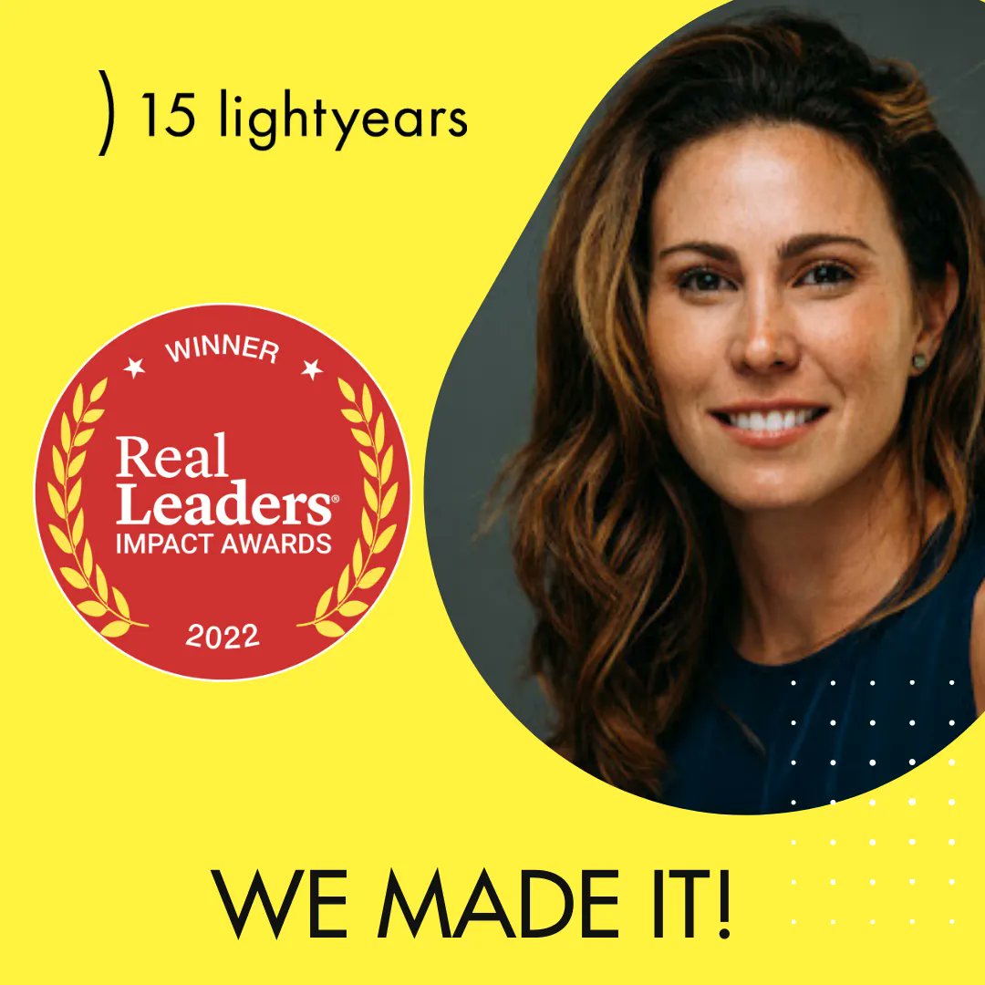 15 lightyears is being celebrated by @Real_Leaders
 as one of the top impact companies in the WORLD who are leading the way in business as a force of good!

#RealLeadersImpact #RealLeadersImpactAwards #businessforchange