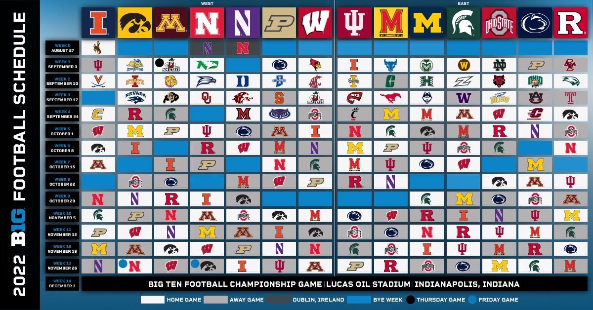 Nfl Football Schedule 2022 Brett Mcmurphy On Twitter: "Big Ten's 2022 Football Schedule  Https://T.co/Idkj4Sdsq3" / Twitter