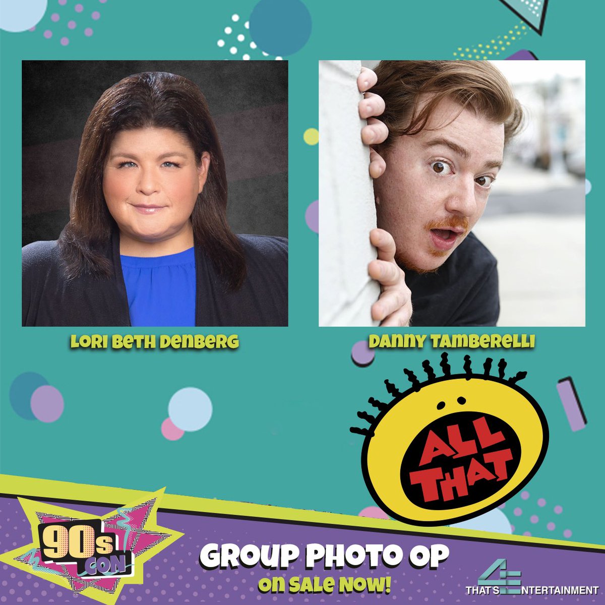 🤩 We have some vital information for you today at #90sCon, the #AllThat duo photo op with #LoriBethDenberg @LoriBethDenberg and #DannyTamberelli is on sale now! 📸 To purchase, head to the 90s Page of our website: bit.ly/3zS8mjQ