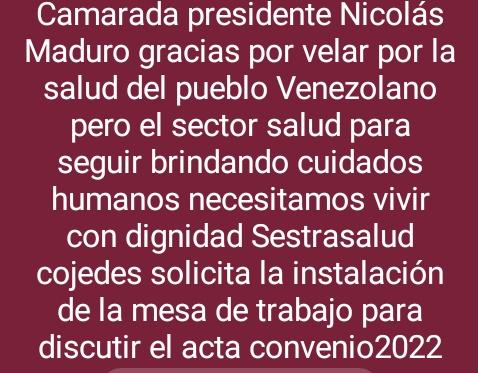 JosBelisario9's tweet photo. @NicolasMaduro existe un crecimiento económico en la nación a parte de una recaudación fiscal considerable es necesario aplicar el acta convenio 2022 sector Salud @AlvaradoC_Salud Tabulador salarial 1/2 petro salario de arranque. https://t.co/7CTcWfoRLf