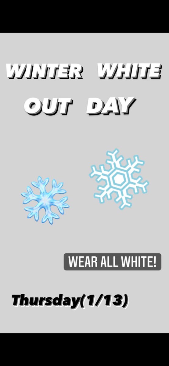 Thursday is Winter White Out Day!