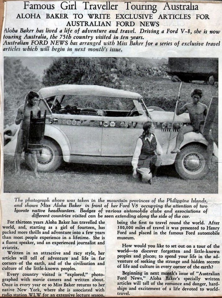 AlohaWanderwell's tweet photo. Celebrating Aloha’s “100 Year Anniversary” our author-explorer, adventuress wrote for Australian Ford News traveling with Walt Baker. Writing from the trail was not an easy task, especially typing. Make sure and read about this remarkable woman
https://t.co/NyYHPIuPlP
#AlohaBaker https://t.co/SuaRPlEPgx