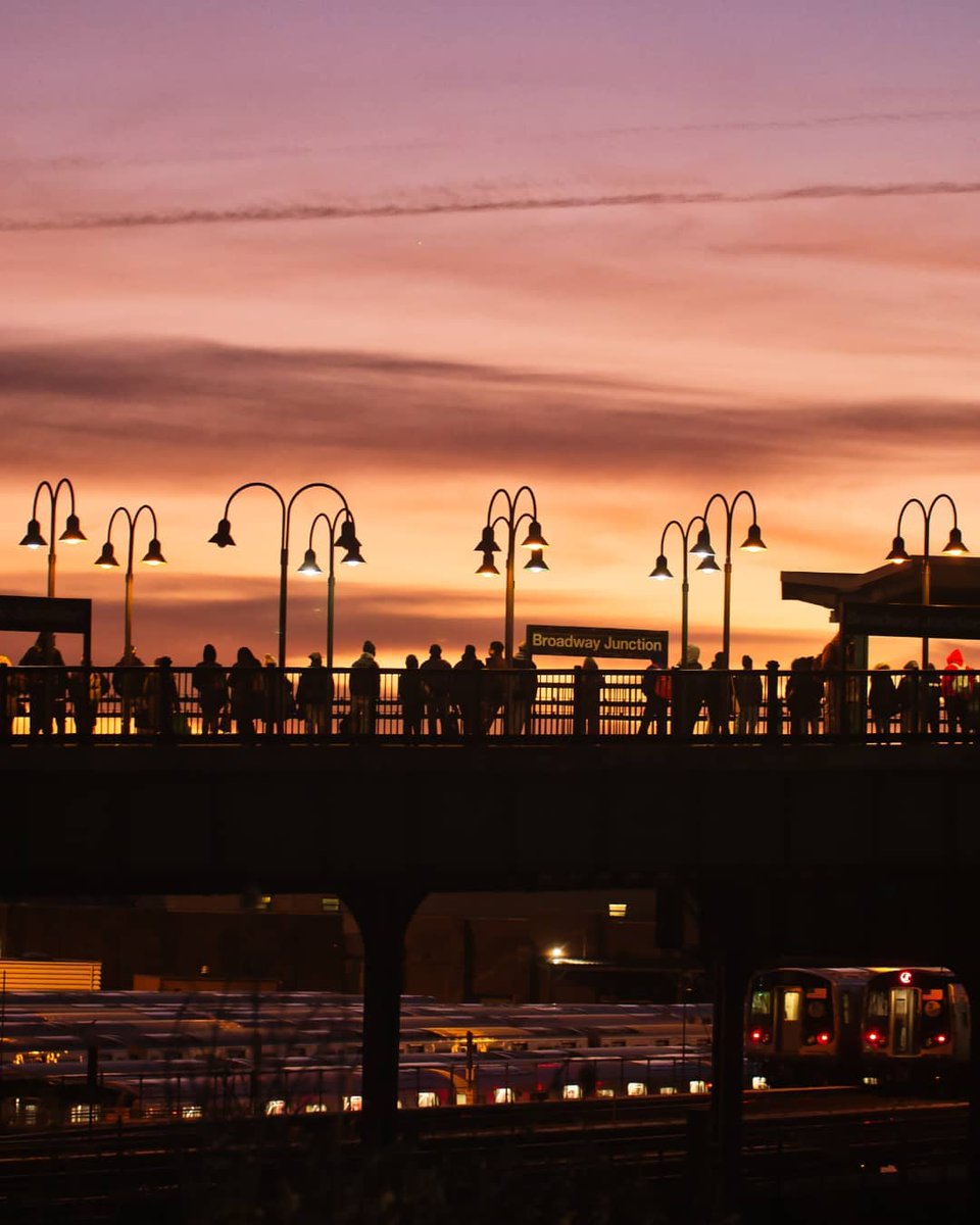 A sunrise view of Broadway Junction station.