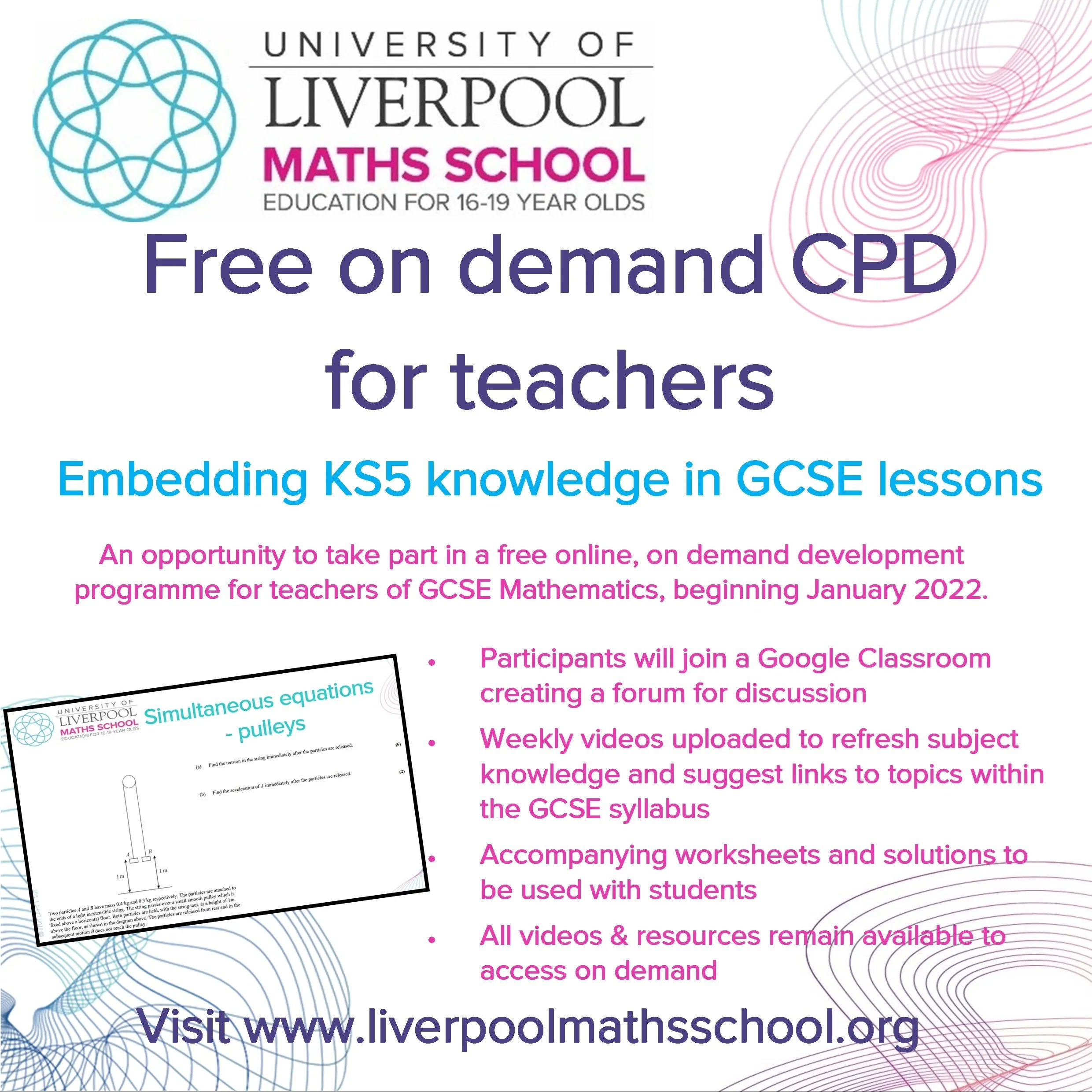 University of 16-19 Maths School on Twitter: "FREE CPD Enriching GCSE lessons with KS5 content With more teachers relating GCSE content to the next level of mathematical study, we can
