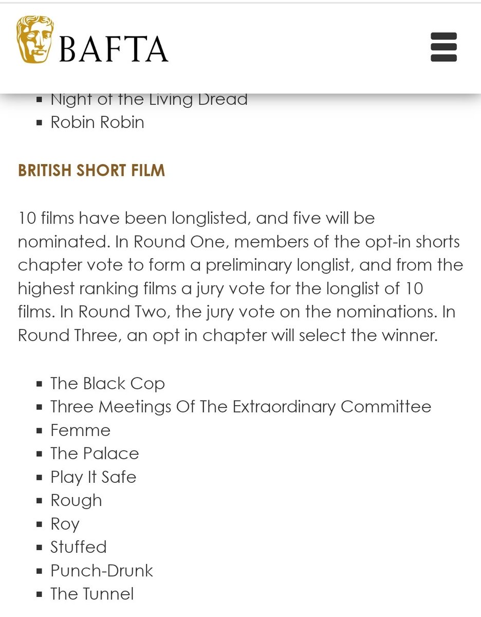 Genuinely buzzing...'Stuffed' has been longlisted for a #BAFTA #britishshortfilm sooooo exciting!