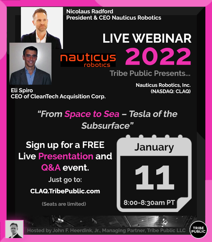 Please view my recent interview event with the management team at Nauticus #Robotics (NASDAQ: $CLAQ) titled 'From Space to sea - #Tesla of the Subsurface'  youtu.be/qRXfCtdpz-s #AI #ArtificialIntelligence #NASA #revolutionary #cloudbased #autonomysoftware #autonomousrobots