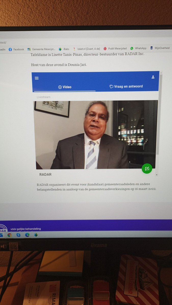 Volksvertegenwoordiger van <a href="/PvdAMeierijstad/">@PvdAMeierijstad</a>  aanwezig bij het online event van Radar over inclusief Gemeentebeleid