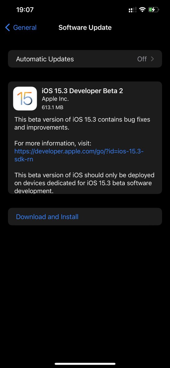 iSWUpdates's tweet image. iOS 15.3 Dev Beta 2 (19D5040e) has been released. #iOS153 #iOS153DevBeta2 #iOS153Beta2
