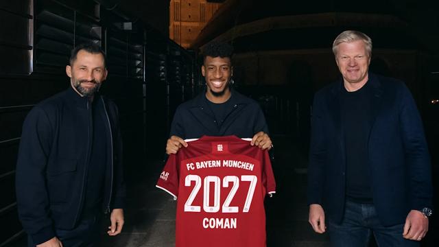 Bundesliga takımlarından Bayern Münih, Fransız orta saha oyuncusu Kingsley Coman'ın sözleşmesini 2027 yılına kadar uzattı. #KingsleyComan