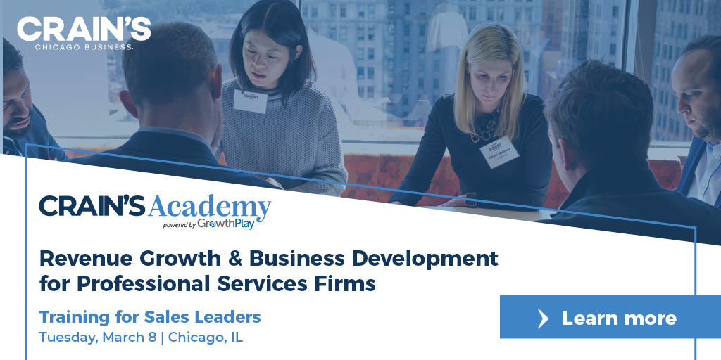 Facilitated by our partners at <a href="/growthplay/">GrowthPlay</a>, our new Crain’s Academy Sales Leadership program will provide a foundation for participants to lead teams to win new business and grow existing partnerships. Learn how to get involved here: ow.ly/zvFt50HsoCu