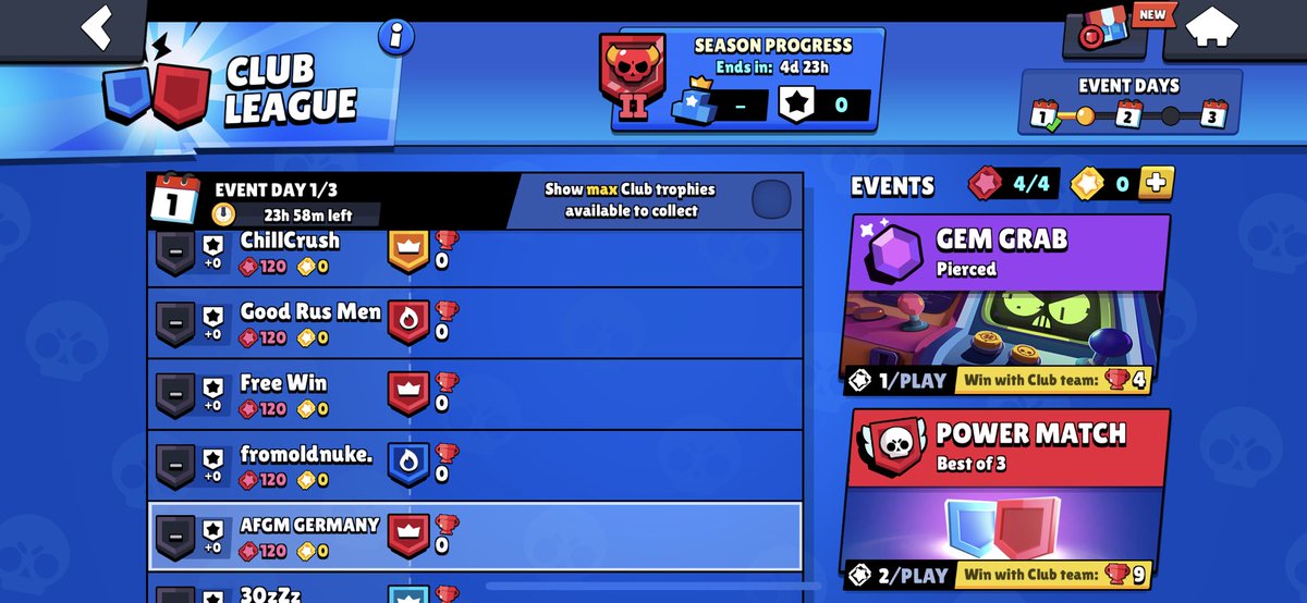 Club League Season starts now! 
<a href="/AFGM_bs/">A Few Good Men</a> Germany