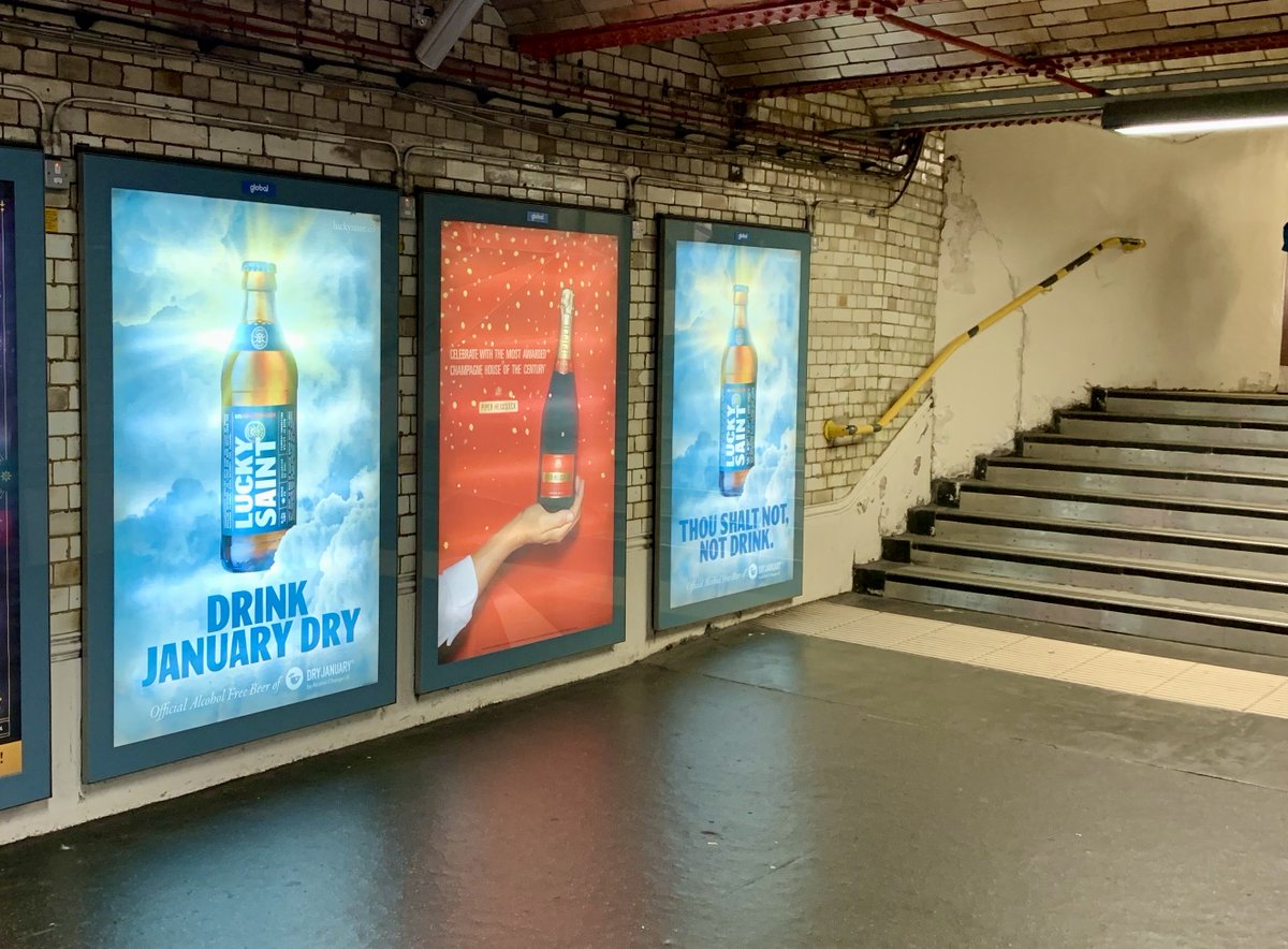 squadronlondon's tweet photo. How is your dry January going? Lucky Saint is my weapon of choice. Alcohol-free lager that tastes like the best from Bavaria. And now seen in our first underground campaign together. Handily available online or in supermarkets.
Nice.
#luckysaint
#DryJanuary2022 https://t.co/hsXaXyp0tS