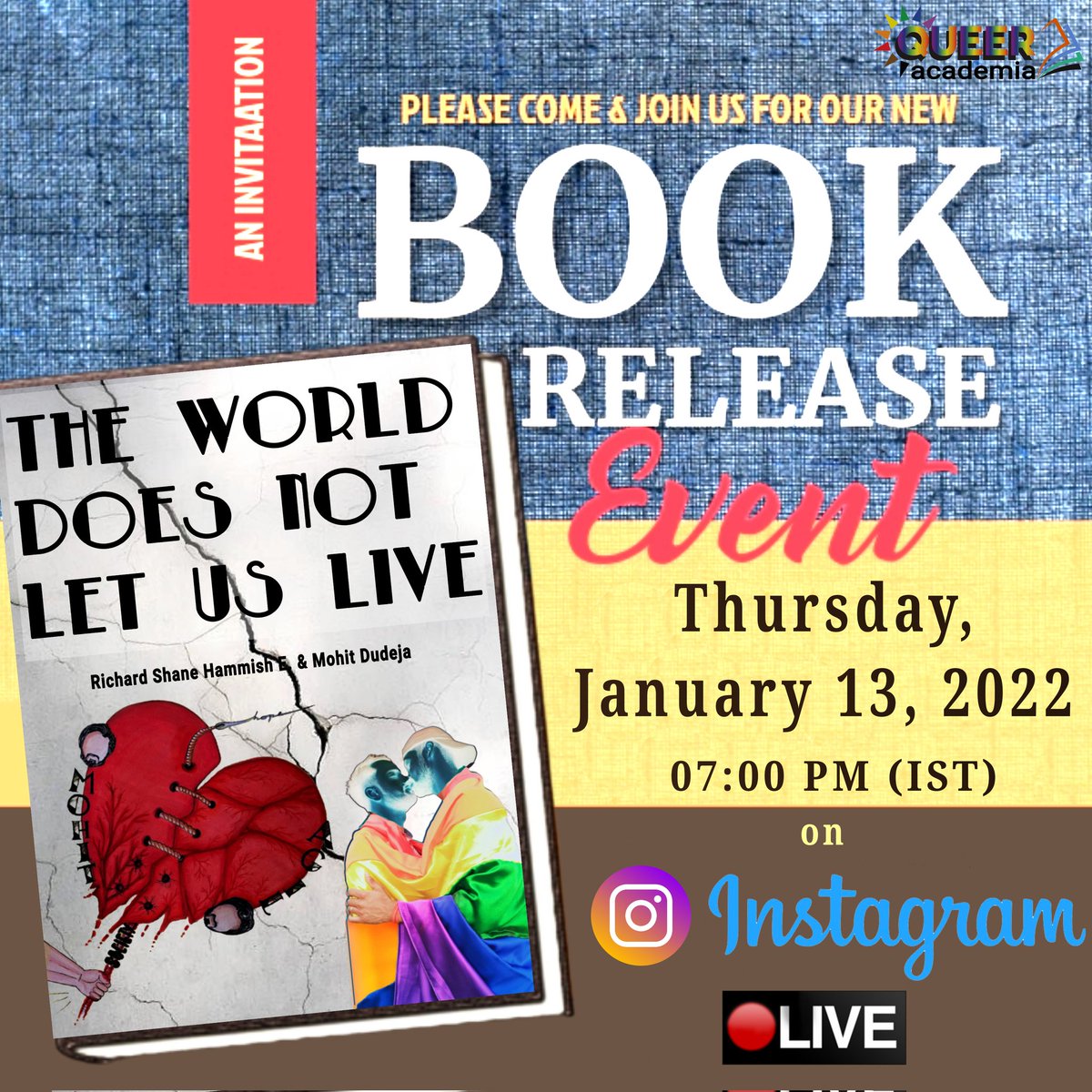 Queer_Academia's tweet photo. Join us LIVE on Instagram for the Book Release Event on Jan 13th, 7:00 PM
#Queer #Livestream #LGBTQIAbrightfuture https://t.co/h0odX6PWwM