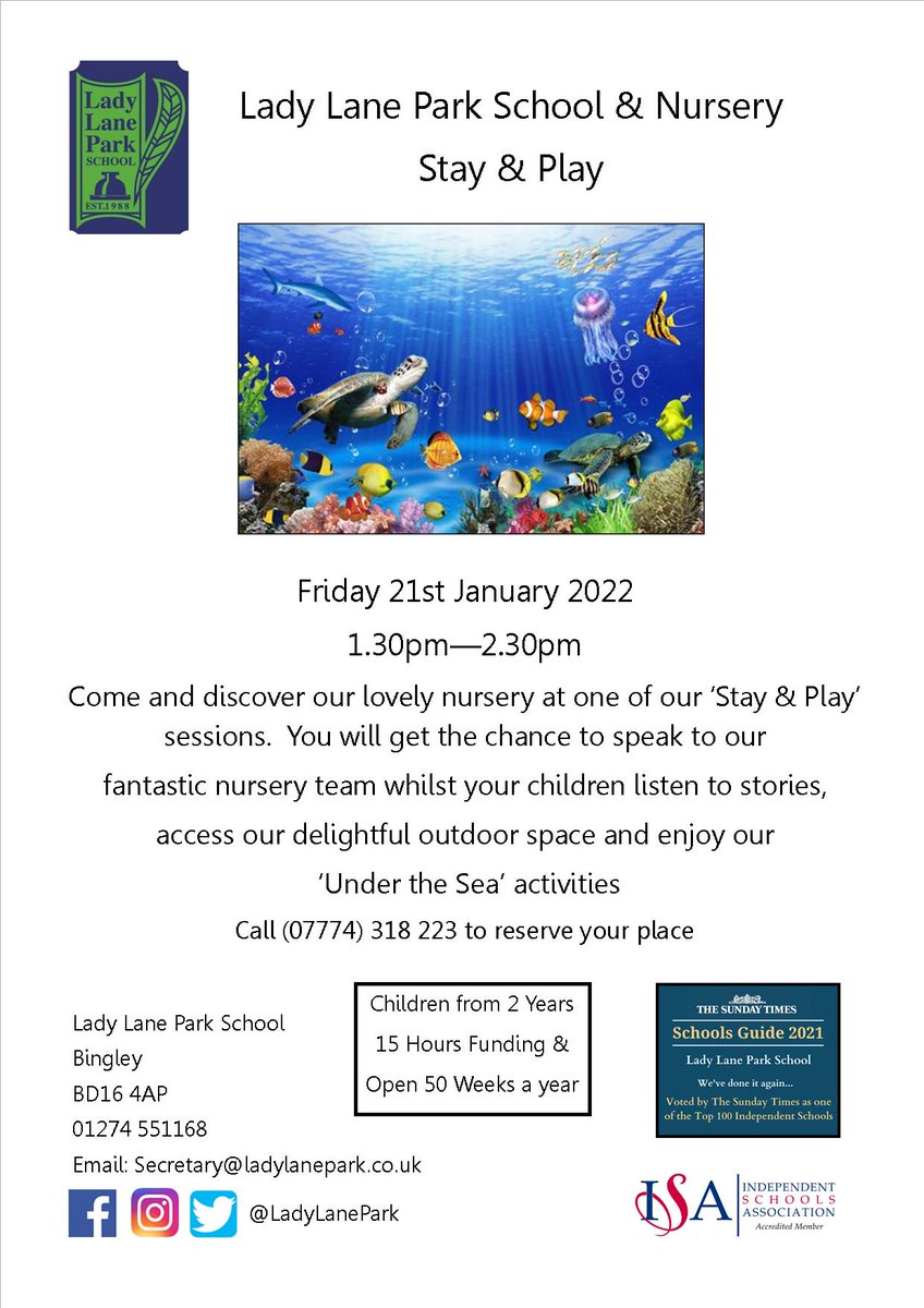 Come along to our Nursery Stay &amp; Play session to find out more about what our beautiful nursery has to offer for children aged 2+ <a href="/isaschools/">The Independent Schools Association (ISA)</a> <a href="/Alpha_Schools/">Alpha Schools</a> <a href="/BingleyParish/">All Saints Bingley</a> #nurseryplaces #bradfordnursery #nursery