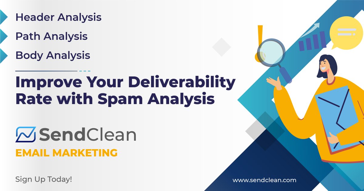SendClean's tweet photo. Landing your email in spam is very frustrating after you put in your hard work on the design, graphics, and content. Use the Spam Analysis tool and know where your email will land before your send it out.
Learn more: https://t.co/BK3IMdPzIP
#SpamAnalysis #EmailMarketing https://t.co/Vcdq7m8RYr