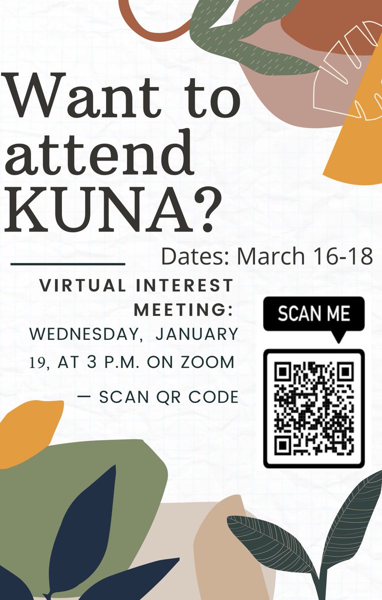 ShaClubs's tweet photo. Want to attend KUNA? Join the virtual interest meeting next Wednesday, January 19th at 3pm to learn more! https://t.co/t4Zw2nUgGz