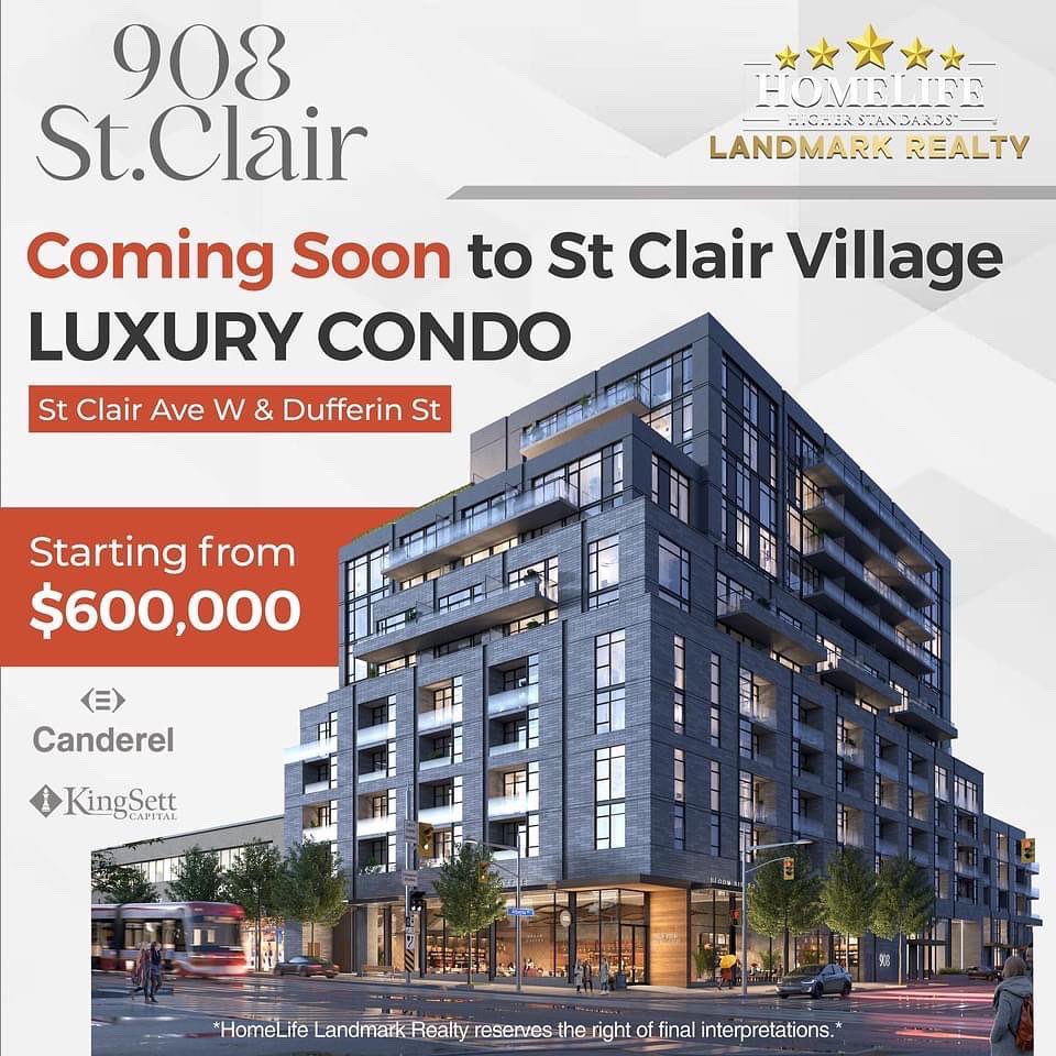 💓【908 St. Clair】Coming soon to St. Clair Village

🚇 Steps to 512 St Clair Streetcar &amp; 63 Ossington Bus
🚡 20 mins to Yonge St &amp; St. Clair Subway Station

Platinum Access:
📞 647-206-7086
wendydreamhome.ca
📧 wendyyin19@yahoo.com

#908stclair #wendyyin #wendyyinrealtor