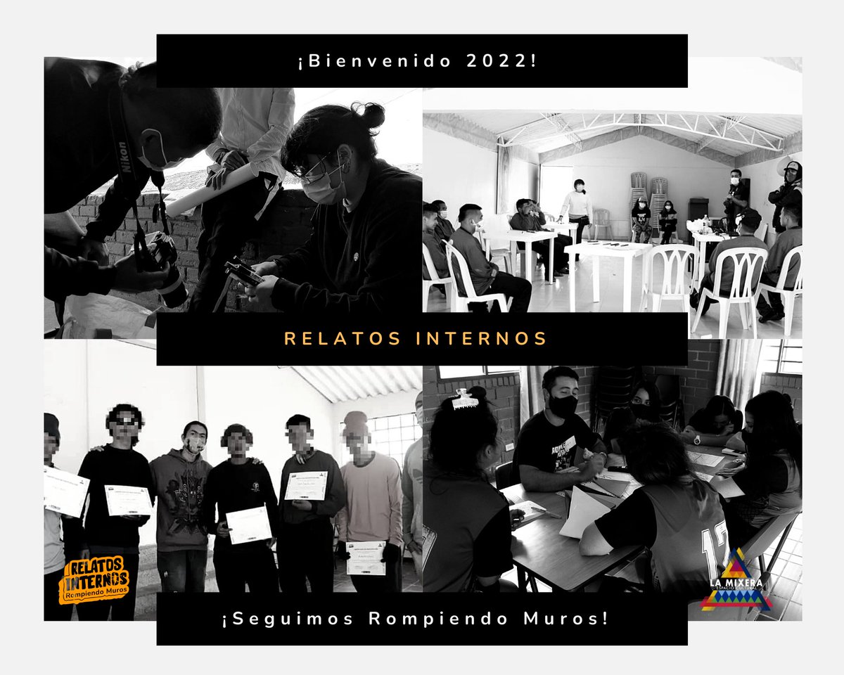 relatosinterno1's tweet photo. Síguenos este 2022 en nuestro laboratorio participativo y proceso de formación en artes audiovisuales con jóvenes que cumplen medidas privativas de la libertad.

¡Seguimos y seguiremos #RompiendoMuros en este 2022! 

#RelatosInternos #privacióndelalibertad #juventud  #2022Goals https://t.co/0FwUnf7ZiZ