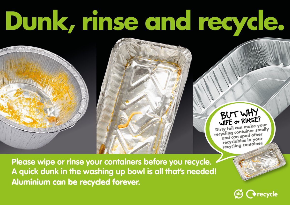 Recycle4Swansea's tweet photo. 👃🏻 Nobody likes smelly bins! Please remember to rinse all food packaging clean before placing in your recycling bags.
💦 This includes aluminium trays before placing in your green bags.
#MaterialOfTheWeek https://t.co/itZod7M8AN